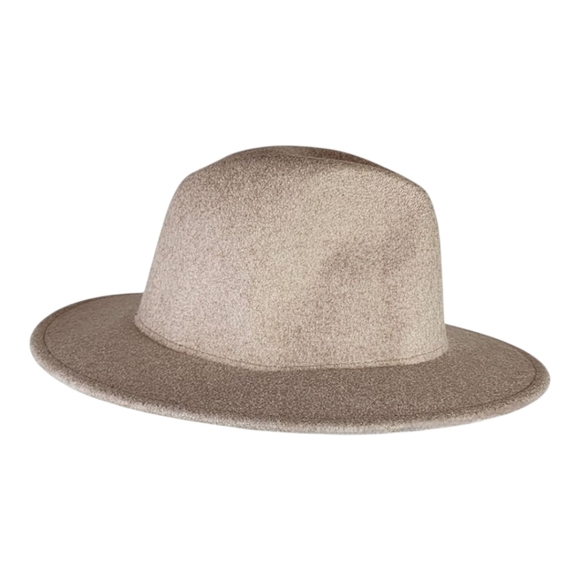 Unisex Beige Wool Blend Fedora Hat Boho Classic Wide Brim Fall Accessory - Picture 3 of 8